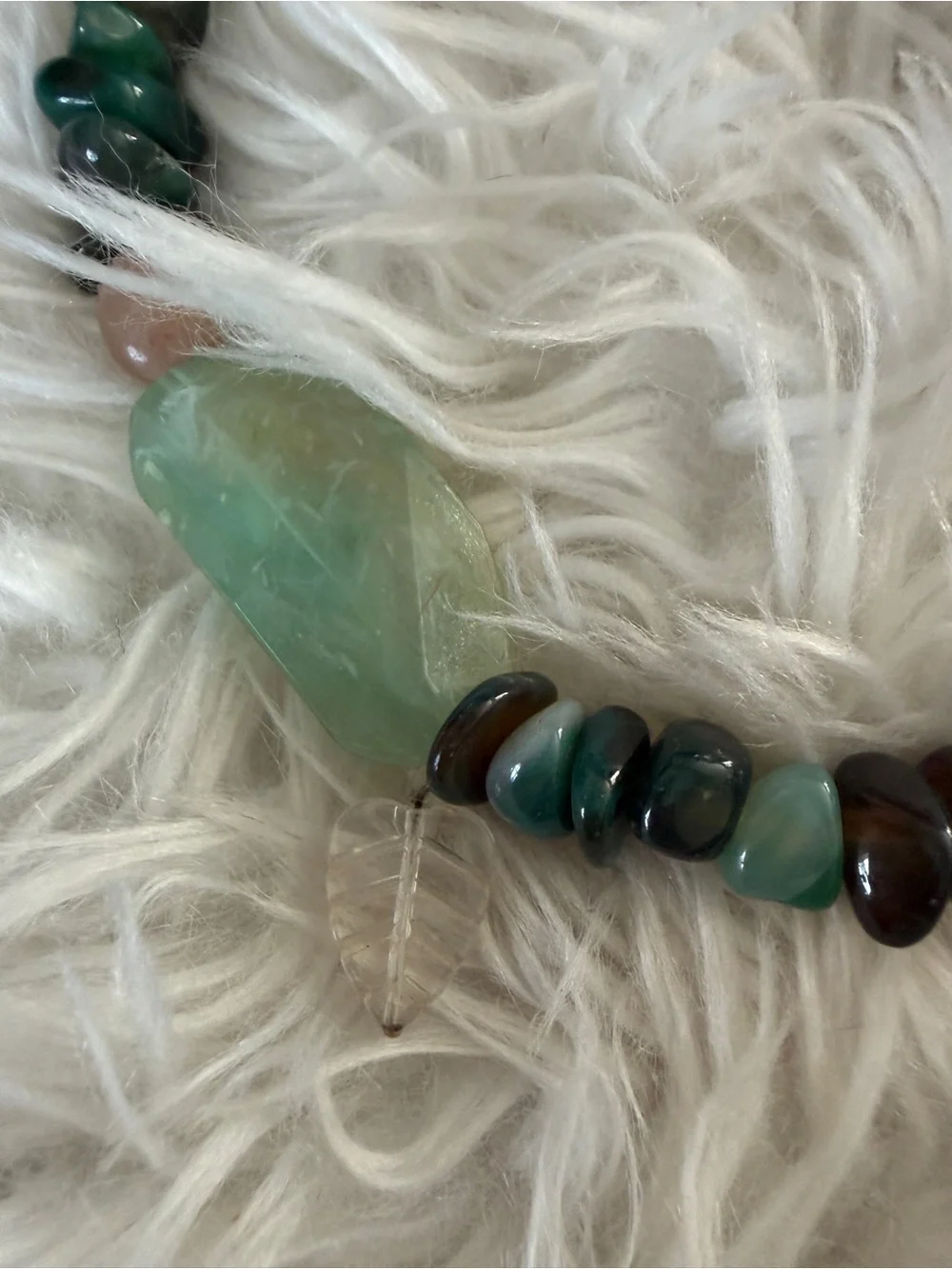Chic Green Beaded Stone Necklace for Women